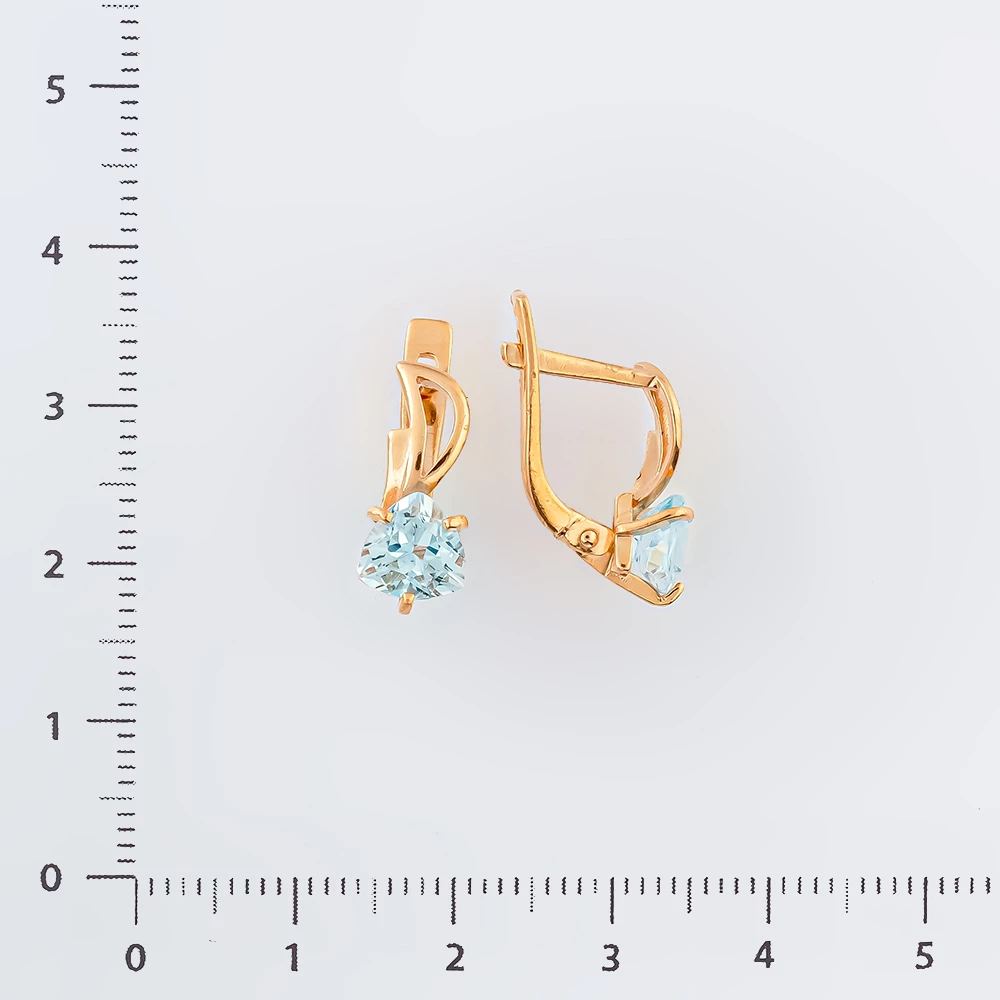 Серьги с топазом из красного золота 585 пробы