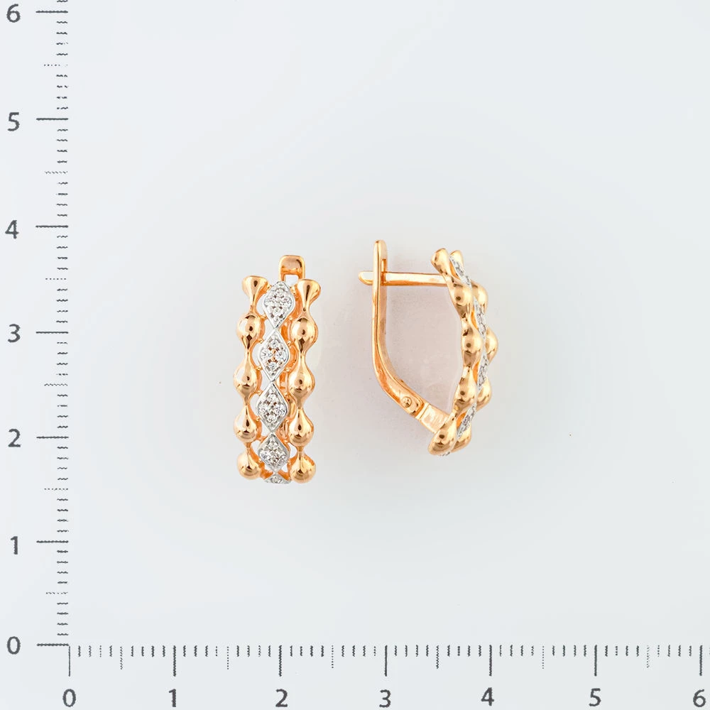 Серьги с фианитом из красного золота 585 пробы