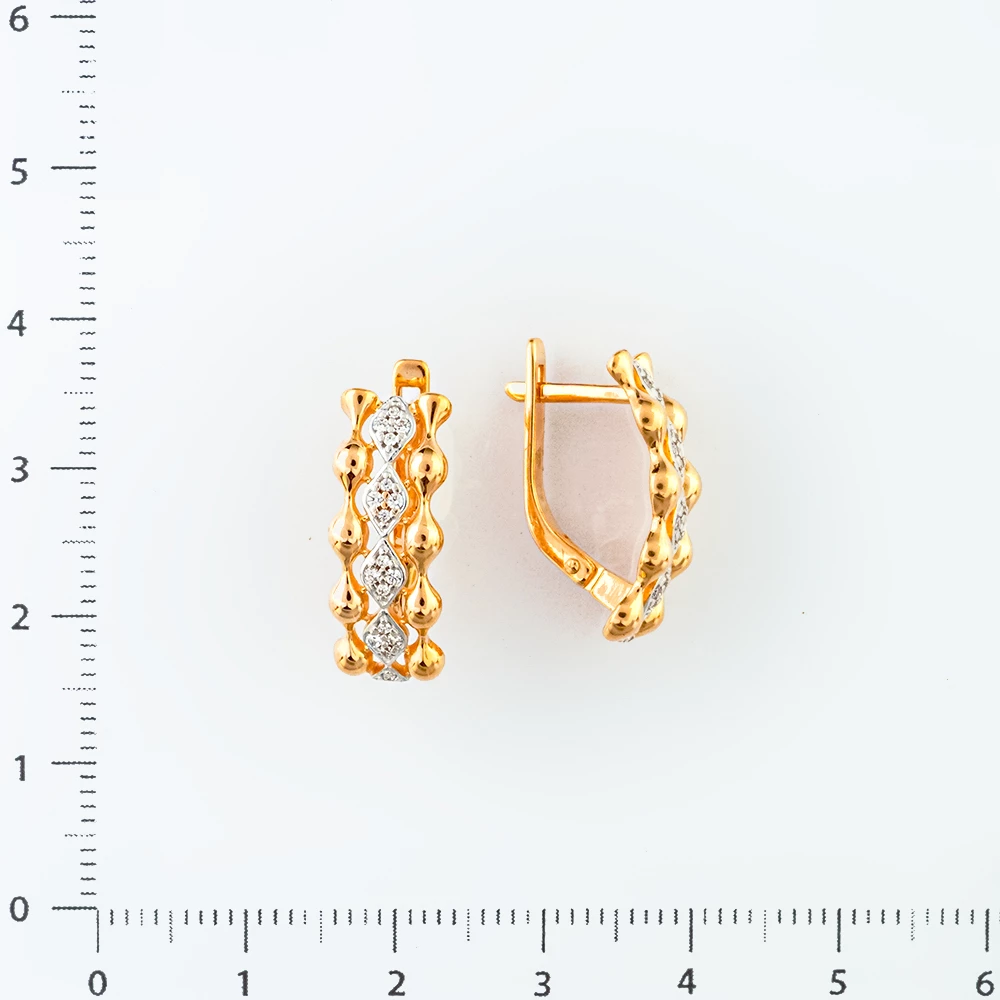 Серьги с фианитом из красного золота 585 пробы