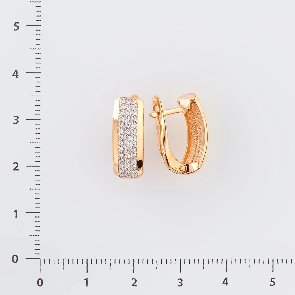 Серьги с фианитом из красного золота 585 пробы 2