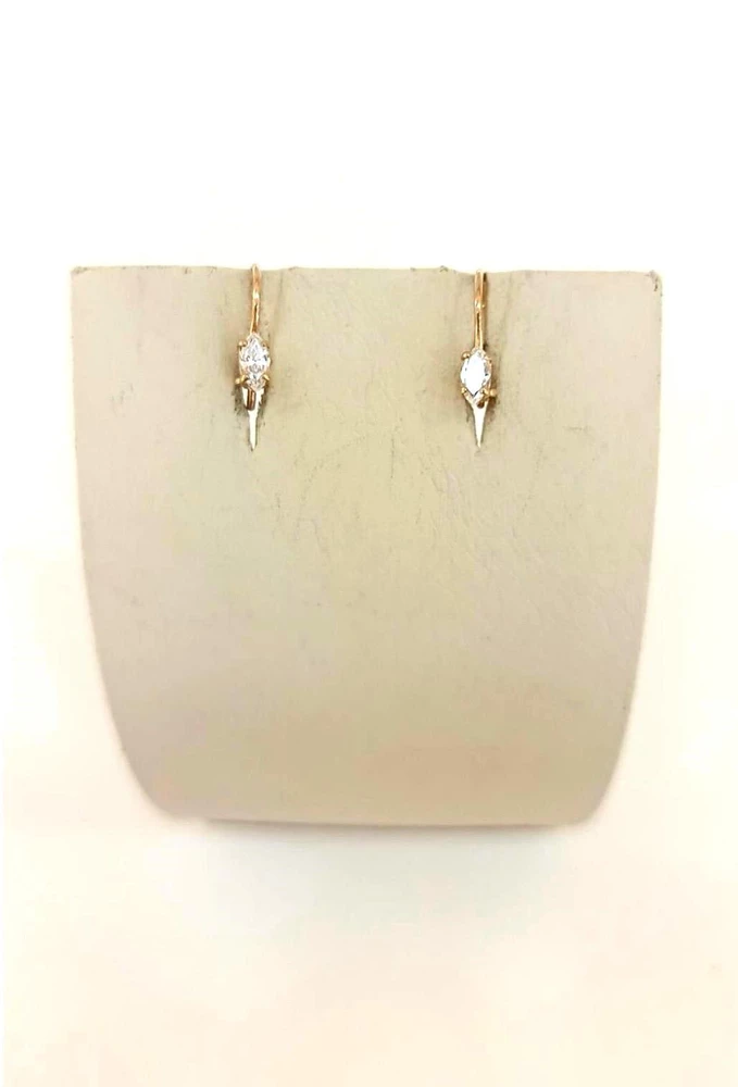 Серьги с фианитом из красного золота 585 пробы