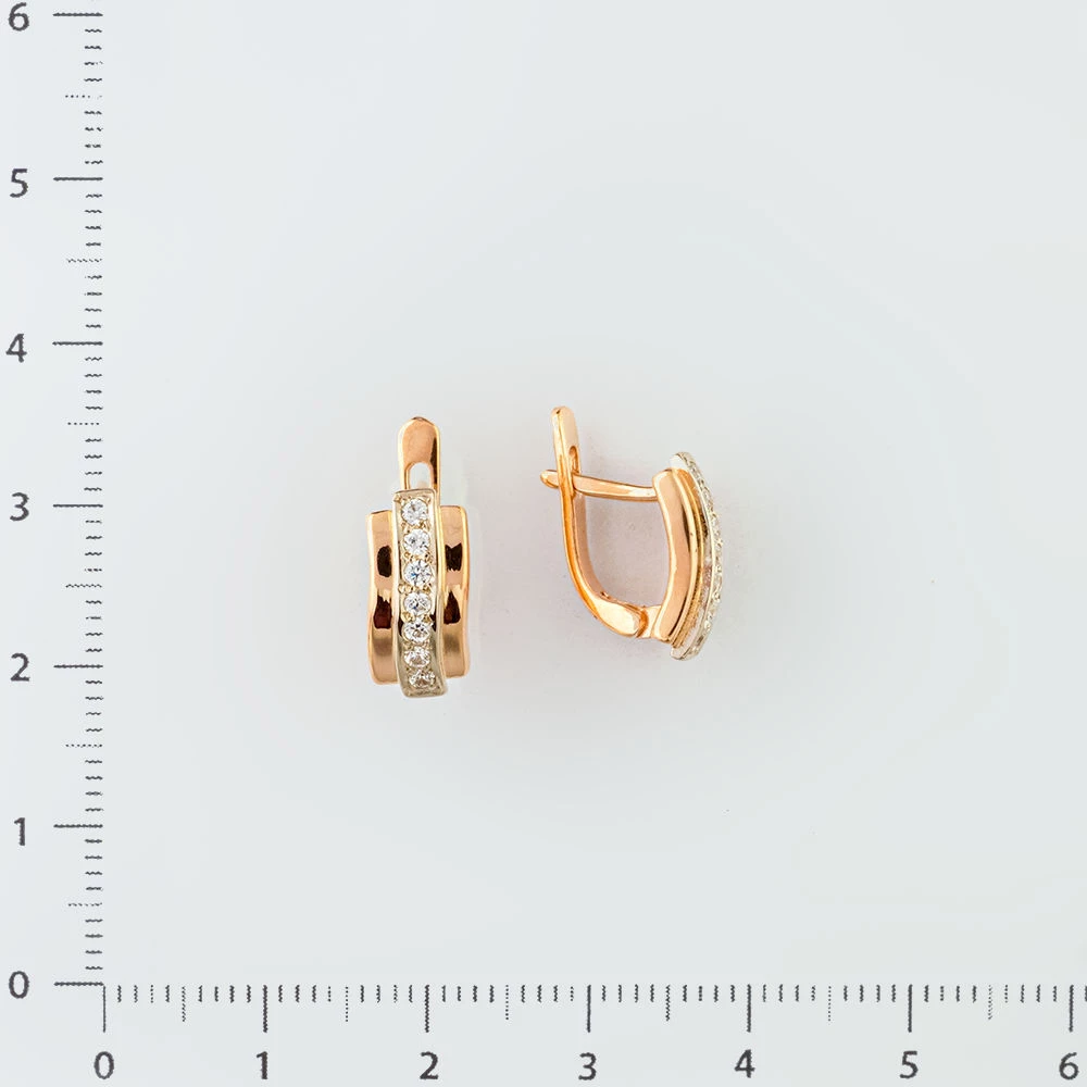 Серьги с фианитом из красного золота 585 пробы