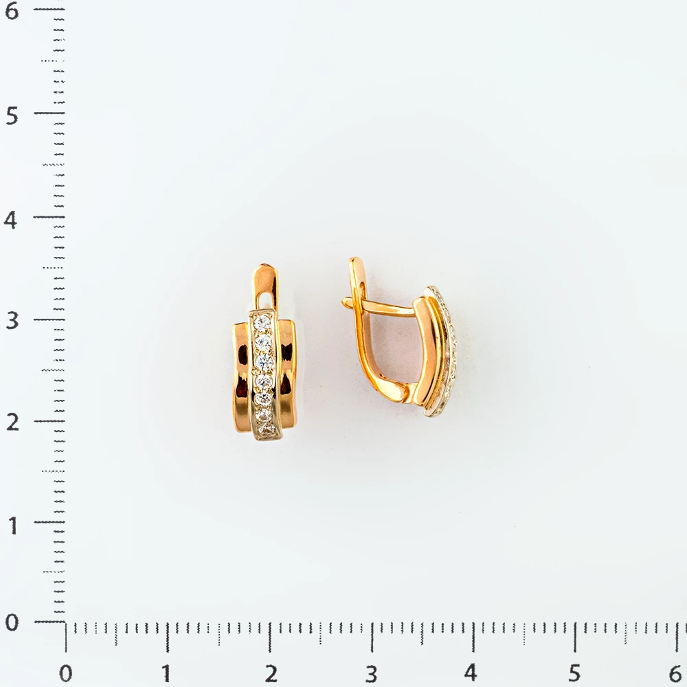 Серьги с фианитом из красного золота 585 пробы 2