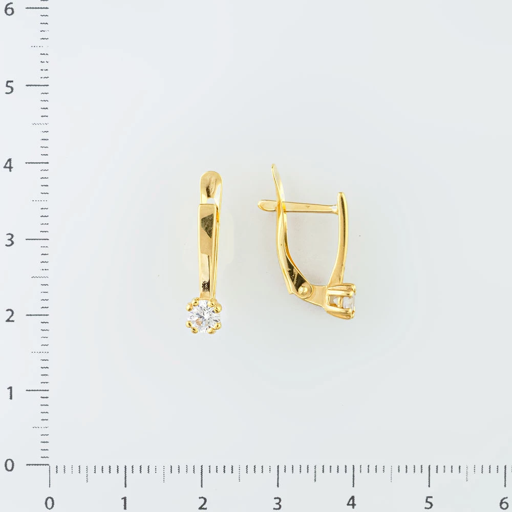 Серьги с фианитом из желтого золота 585 пробы