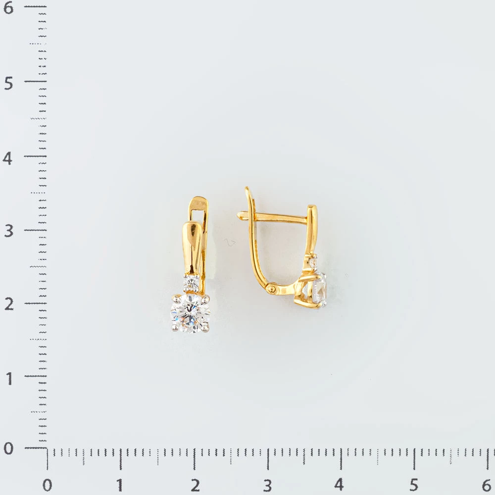 Серьги с фианитом из желтого золота 585 пробы