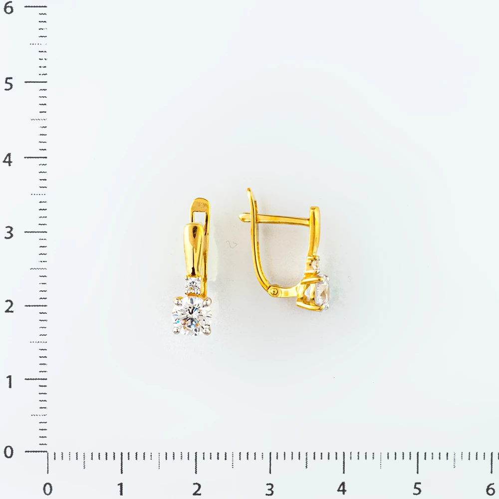 Серьги с фианитом из желтого золота 585 пробы