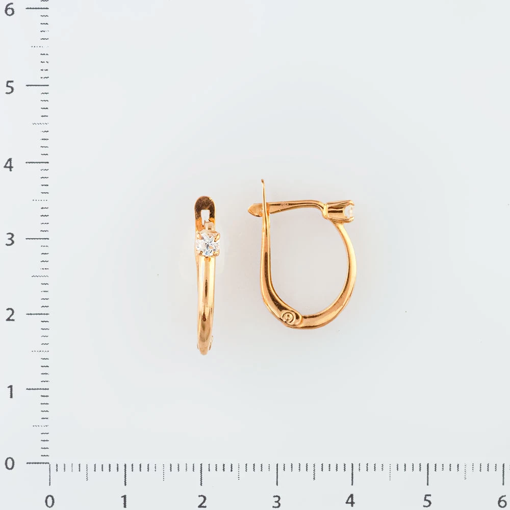 Серьги с фианитом из красного золота 585 пробы