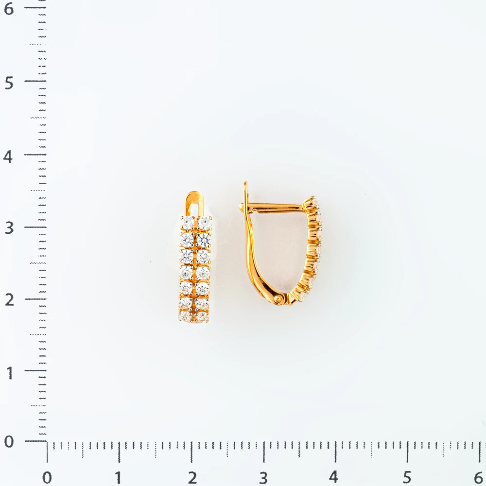 Серьги с фианитом из красного золота 585 пробы 2