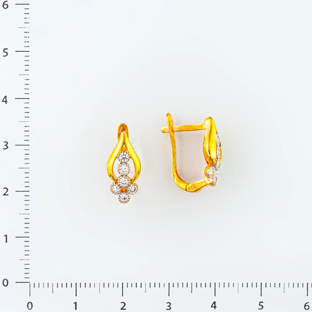 Серьги с фианитом из желтого золота 375 пробы
