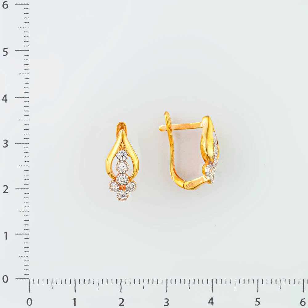 Серьги с фианитом из желтого золота 375 пробы