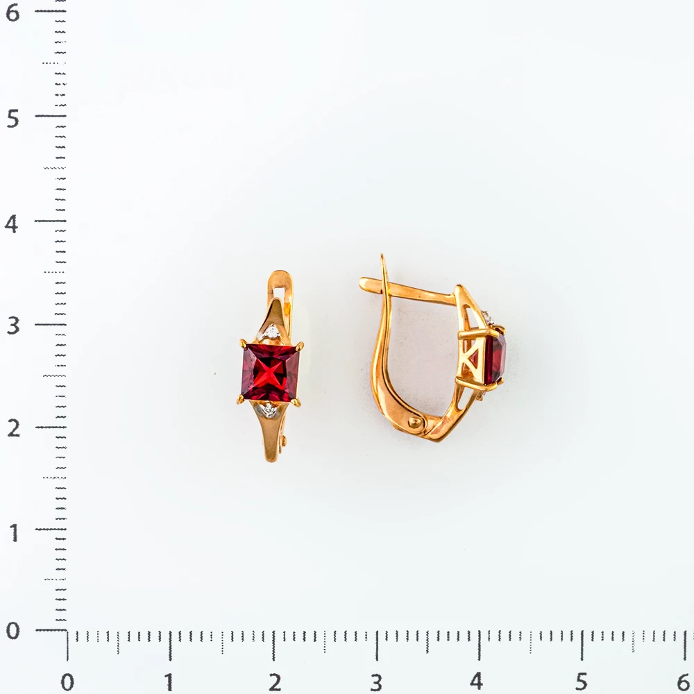 Серьги с гранатом из красного золота 375 пробы