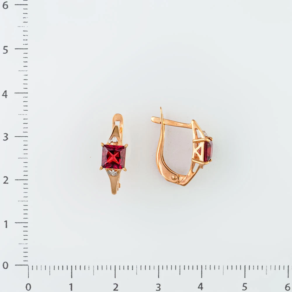 Серьги с гранатом из красного золота 375 пробы