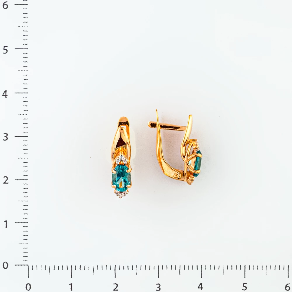 Серьги с топазом из красного золота 585 пробы