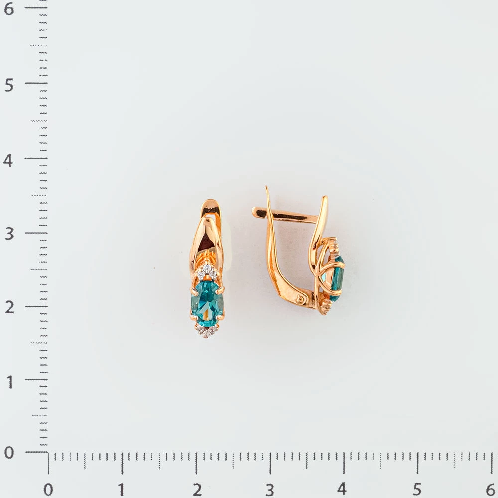 Серьги с топазом из красного золота 585 пробы