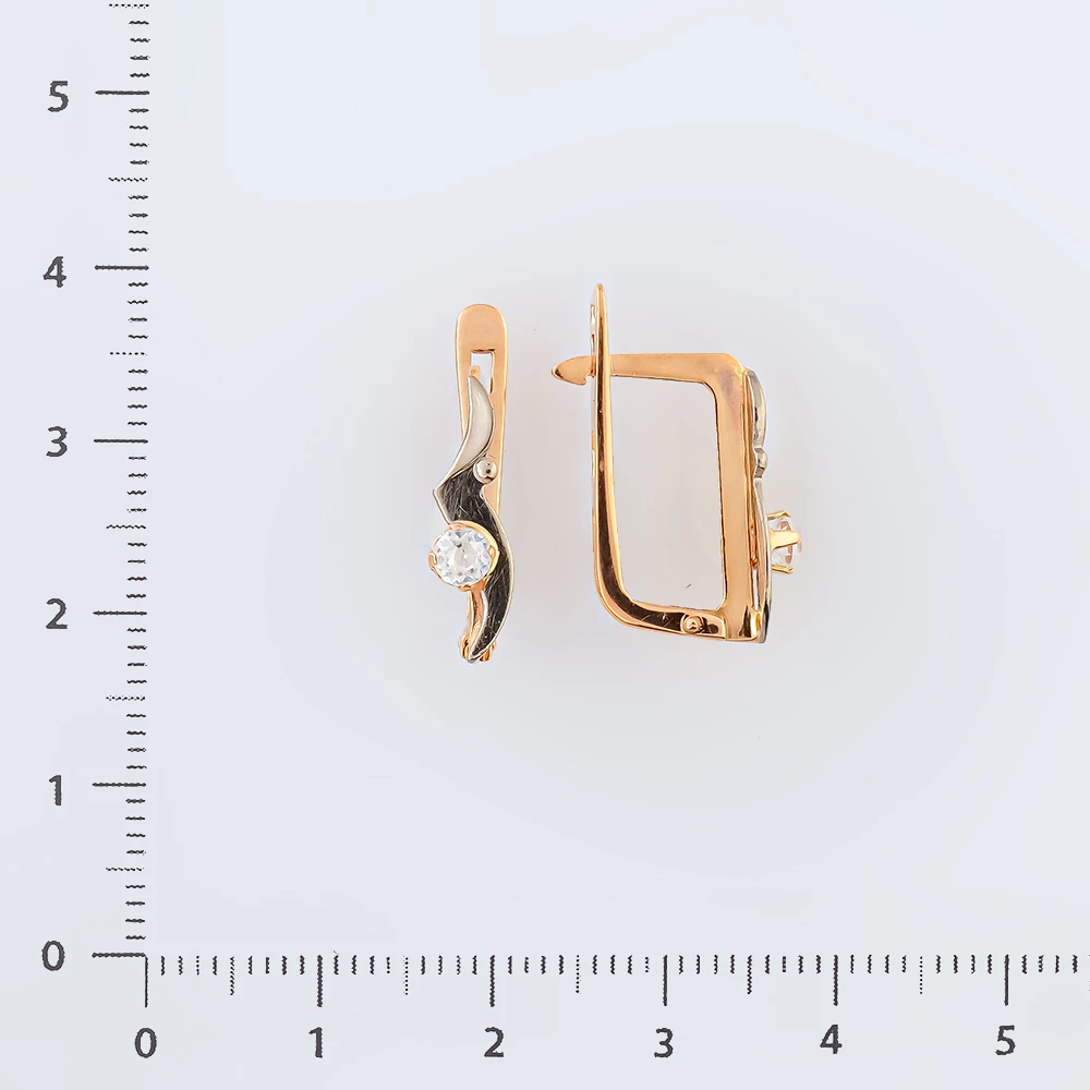 Серьги с фианитом из красного золота 585 пробы