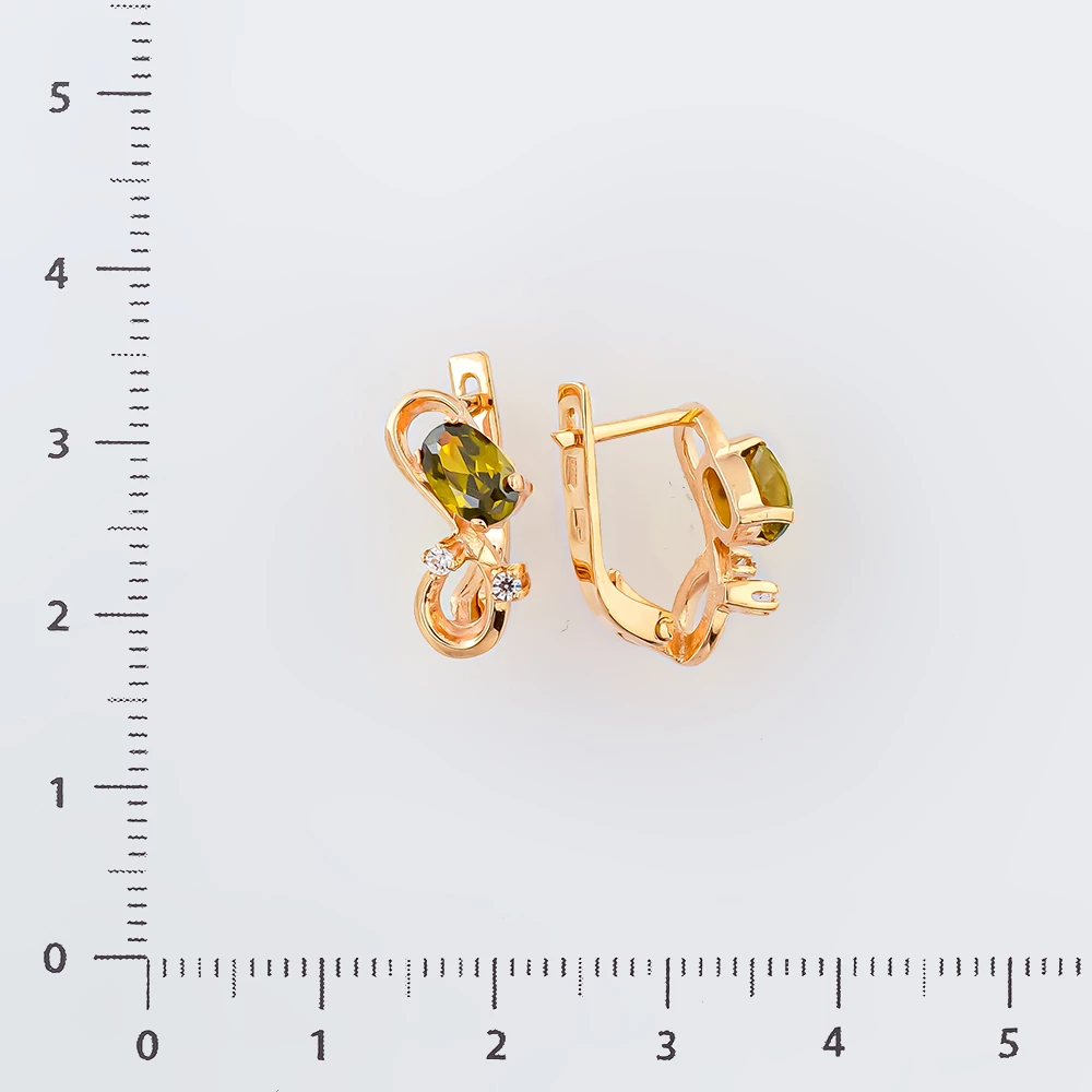 Серьги с ситаллом из красного золота 585 пробы