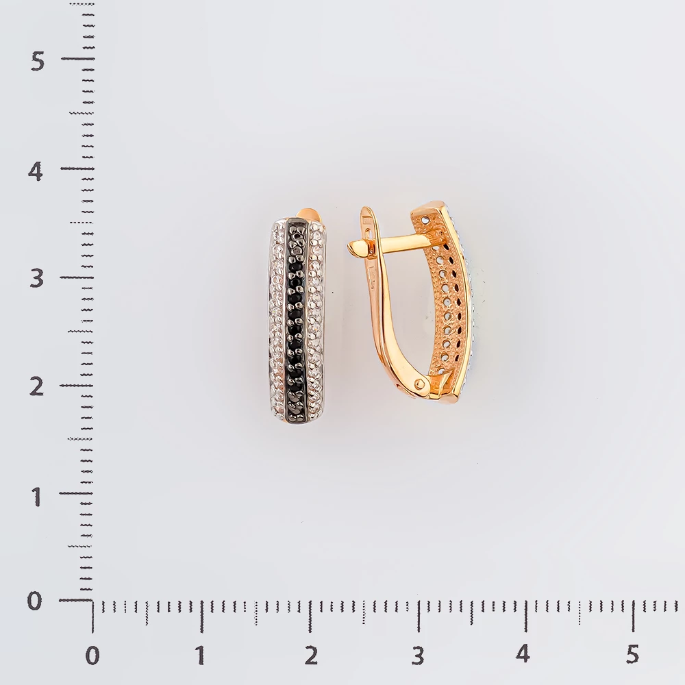 Серьги с фианитом из красного золота 585 пробы