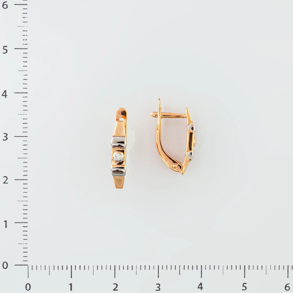 Серьги с бриллиантом из красного золота 585 пробы