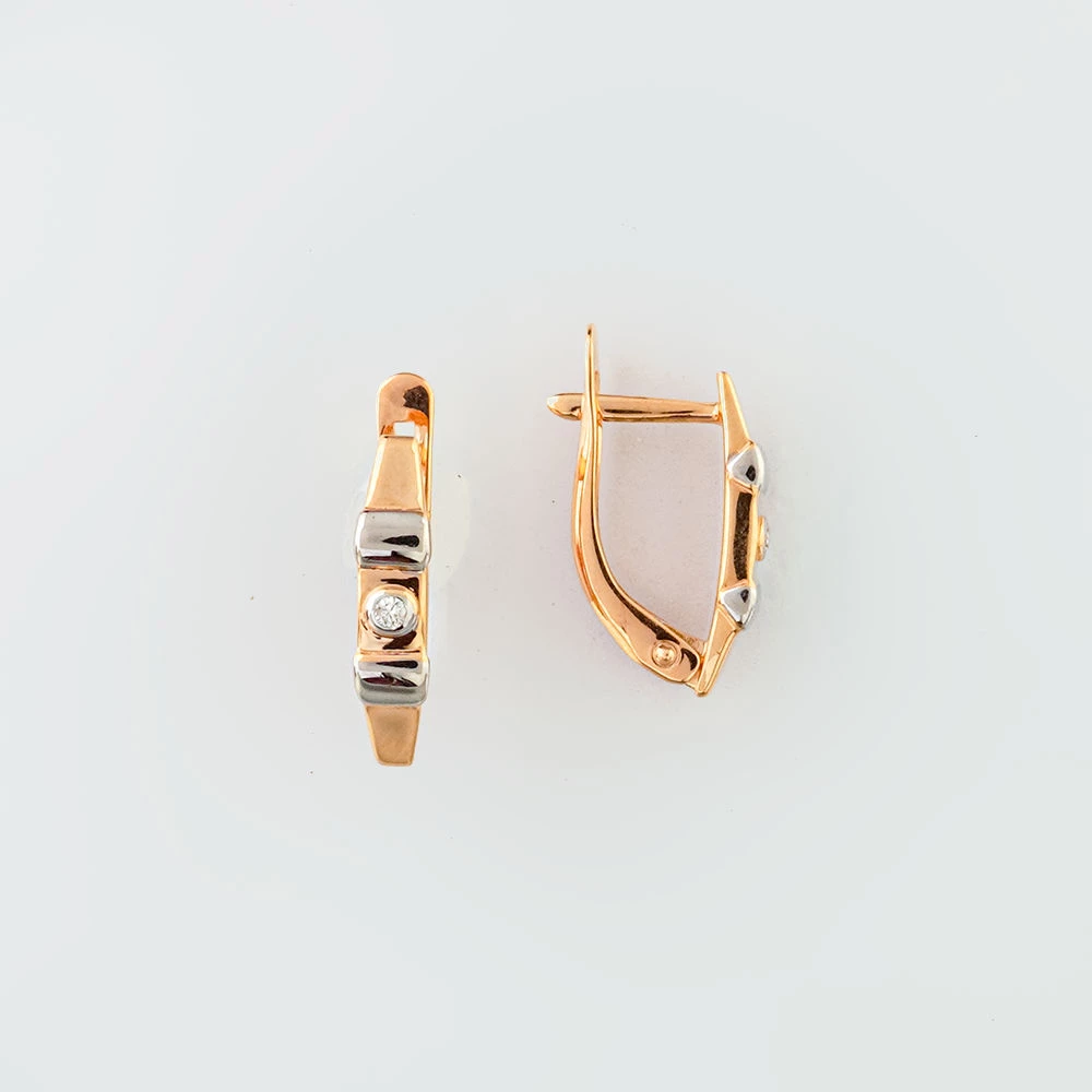 Серьги с бриллиантом из красного золота 585 пробы