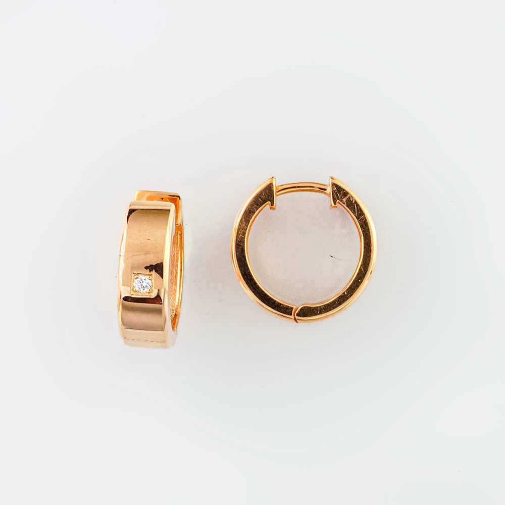 Серьги конго с бриллиантом из красного золота 585 пробы