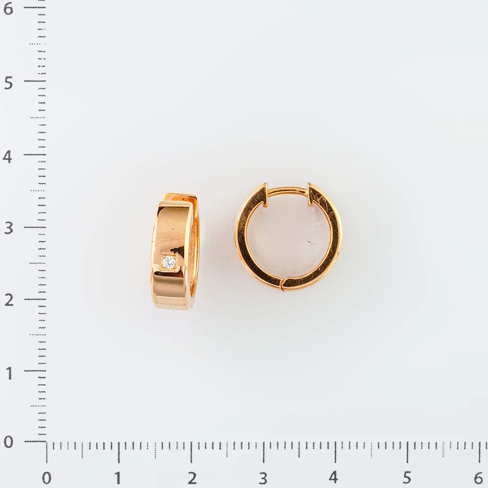 Серьги конго с бриллиантом из красного золота 585 пробы