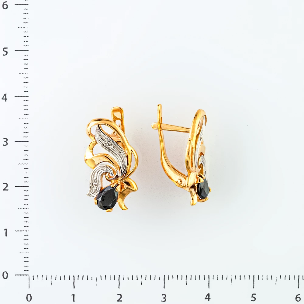 Серьги с фианитом из красного золота 585 пробы 2