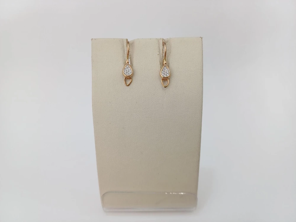 Серьги с фианитом из красного золота 375 пробы