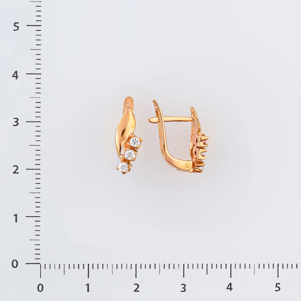 Серьги с фианитом из красного золота 500 пробы