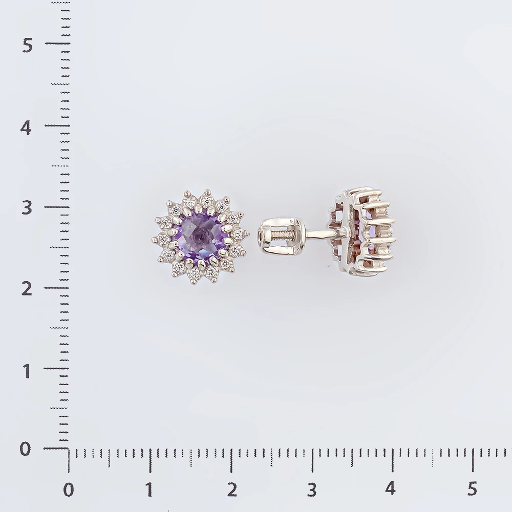 Серьги с аметистом из белого золота 585 пробы 2