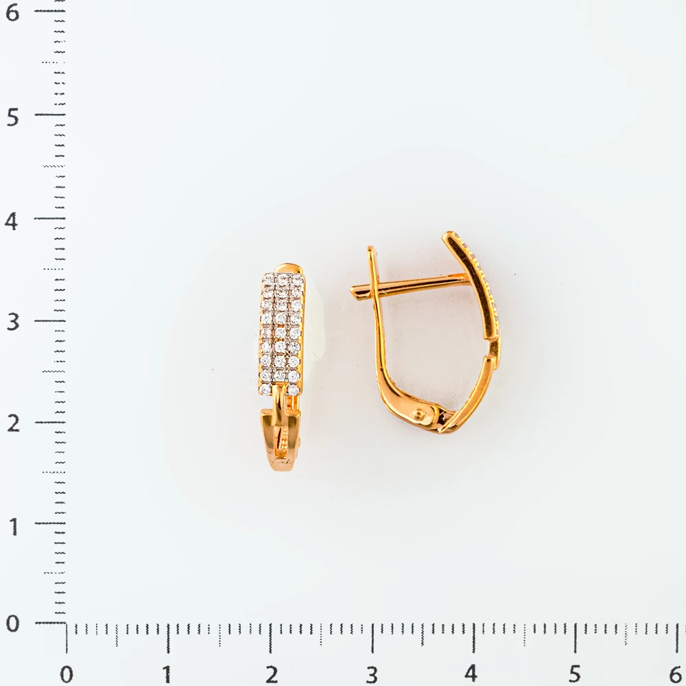Серьги с фианитом из красного золота 585 пробы