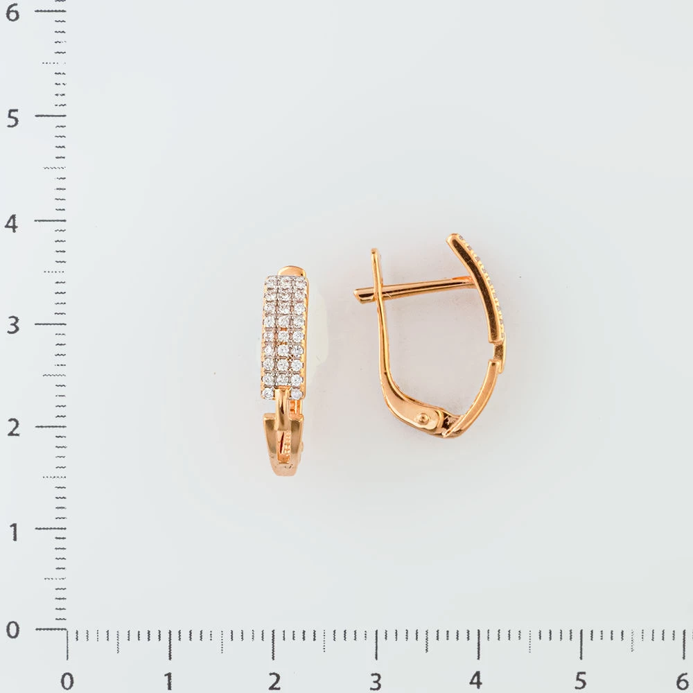 Серьги с фианитом из красного золота 585 пробы