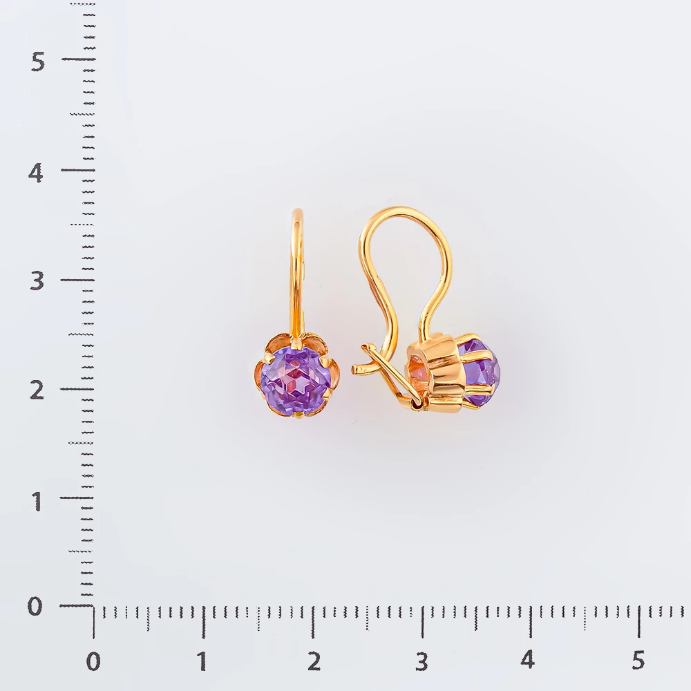 Серьги с фианитом из красного золота 583 пробы