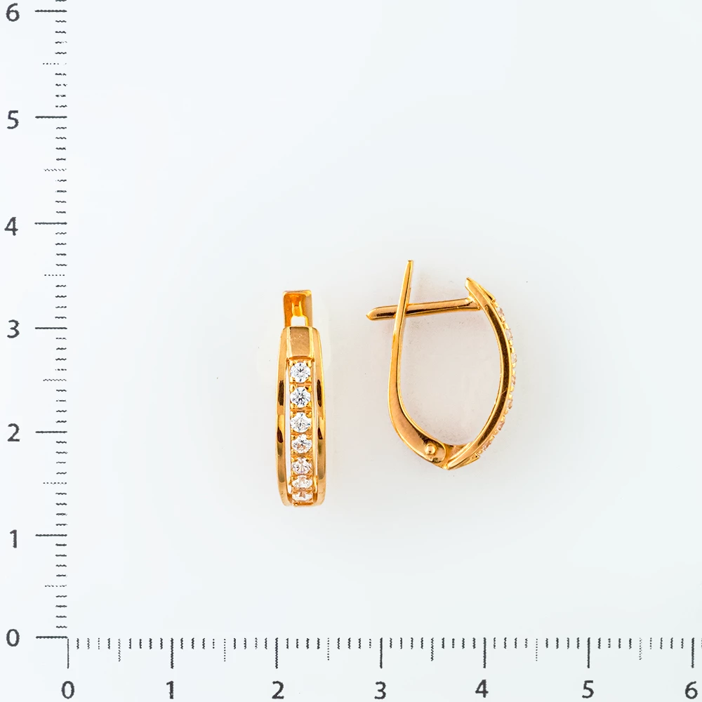 Серьги с фианитом из красного золота 585 пробы 2