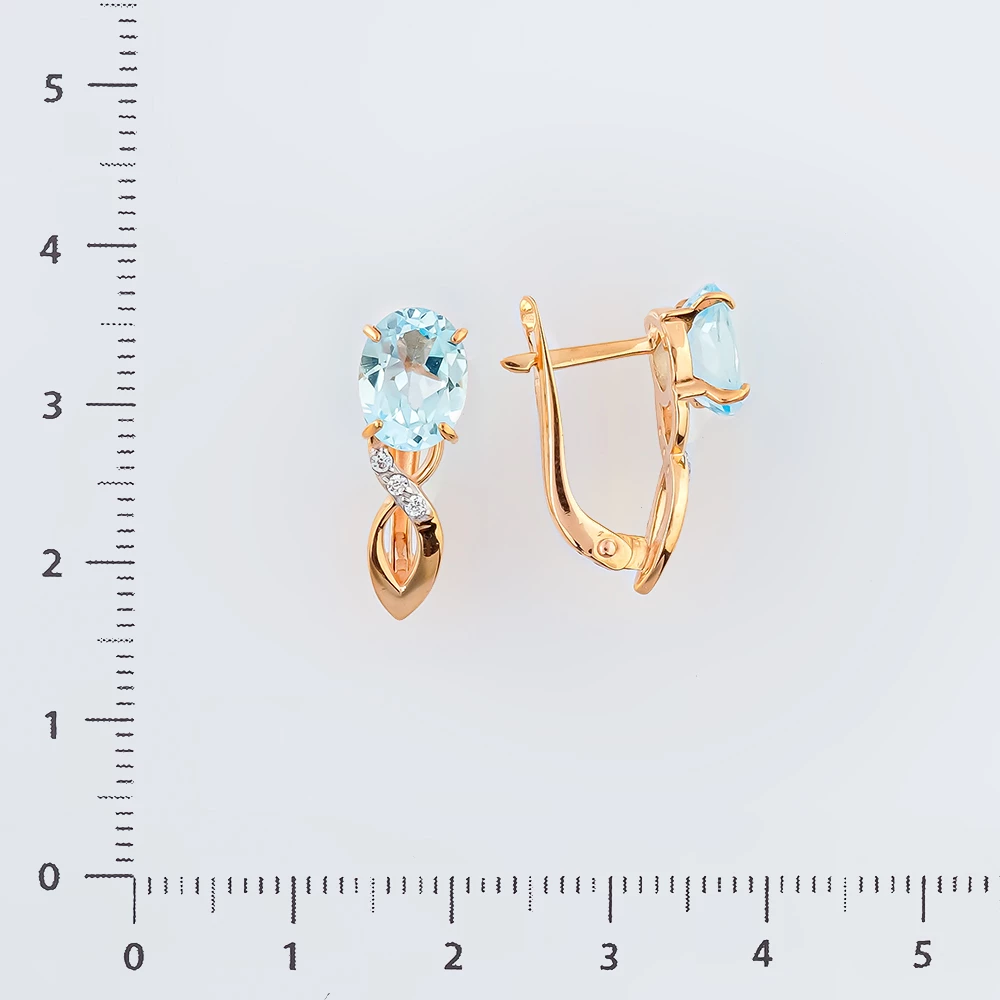 Серьги с топазом из красного золота 585 пробы