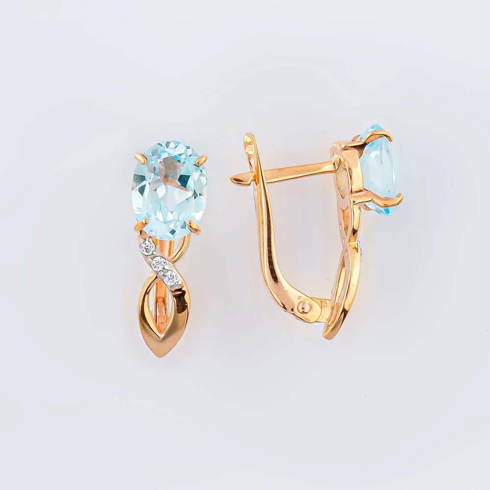 Серьги с топазом из красного золота 585 пробы