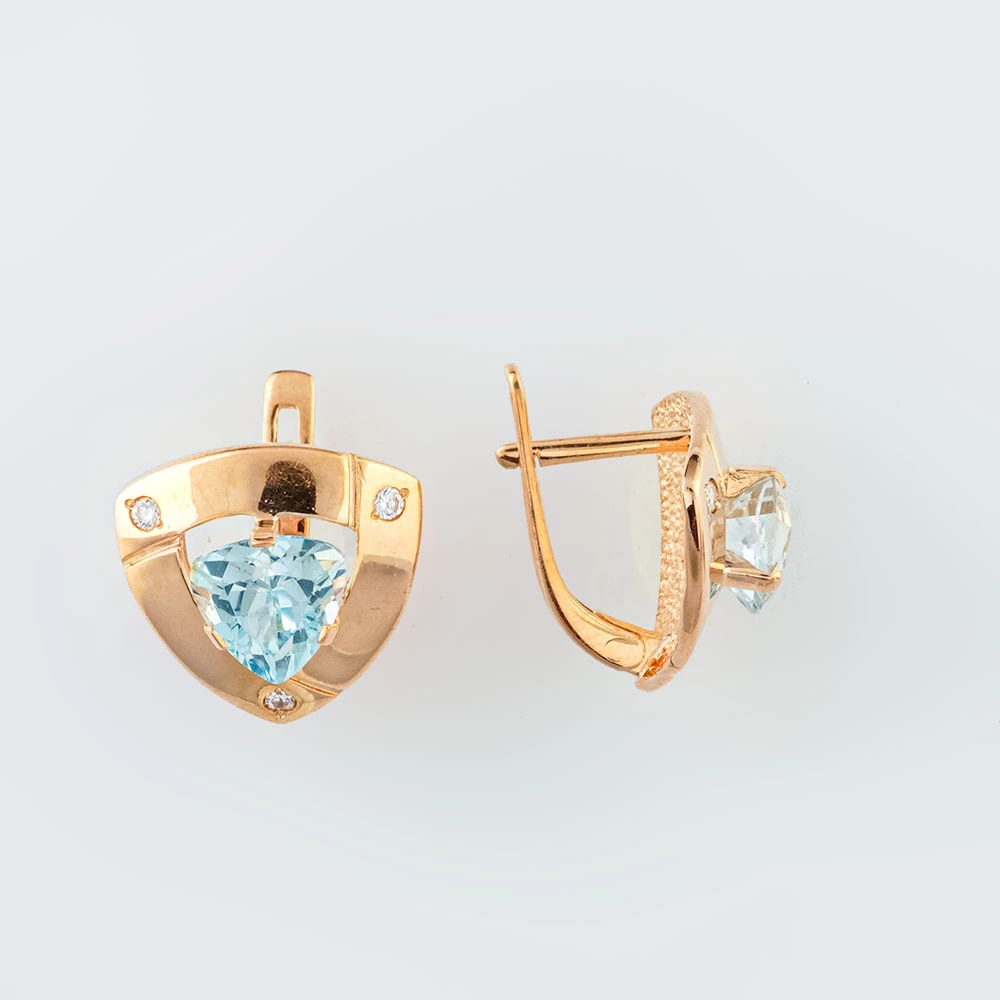 Серьги с топазом из красного золота 585 пробы