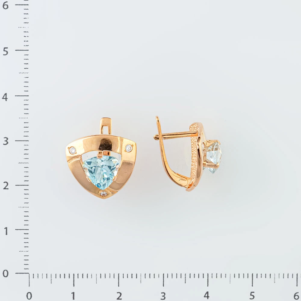 Серьги с топазом из красного золота 585 пробы