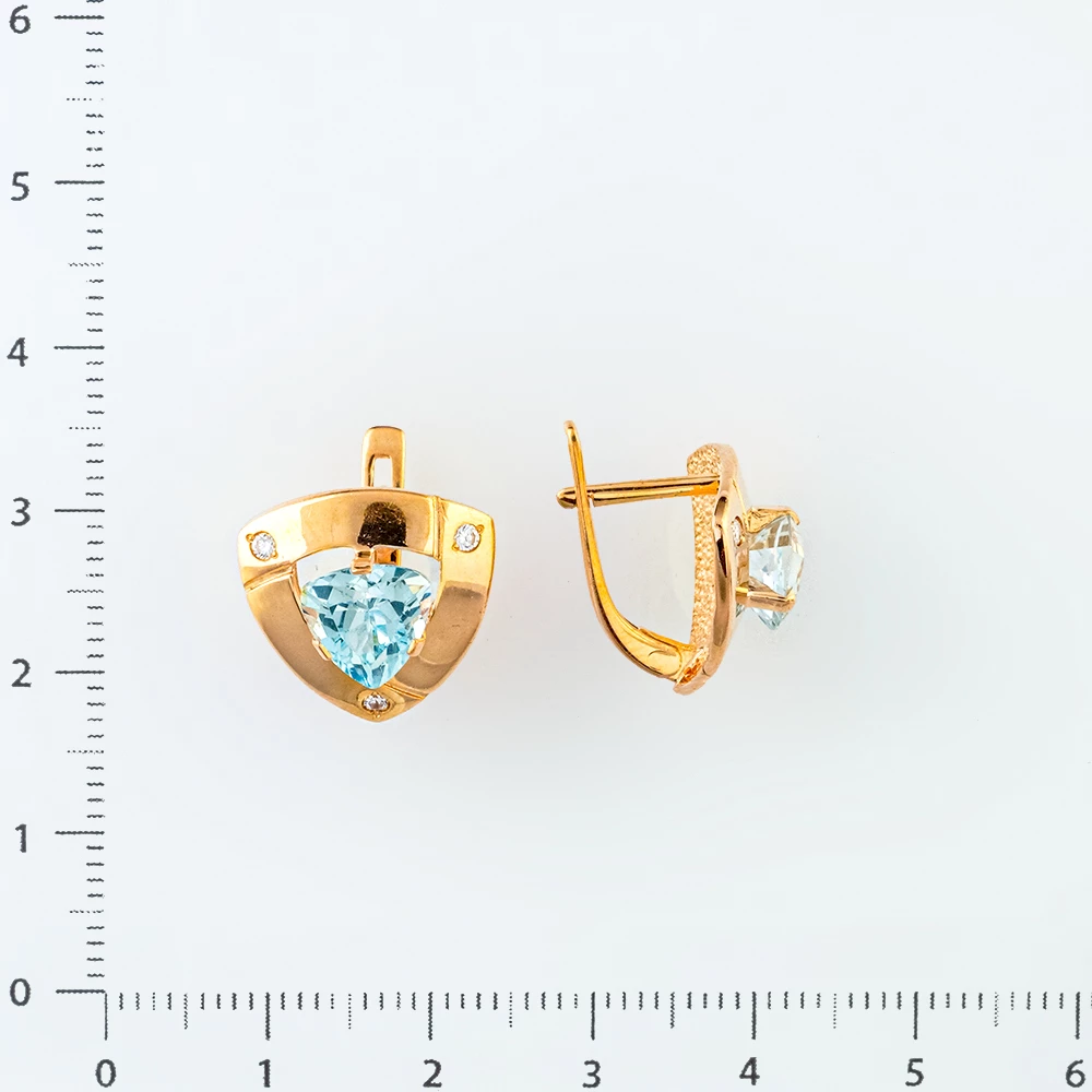 Серьги с топазом из красного золота 585 пробы 2