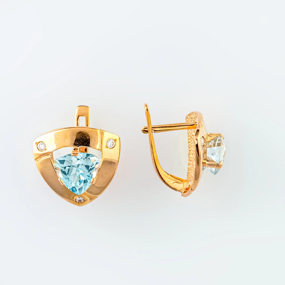Серьги с топазом из красного золота 585 пробы 1