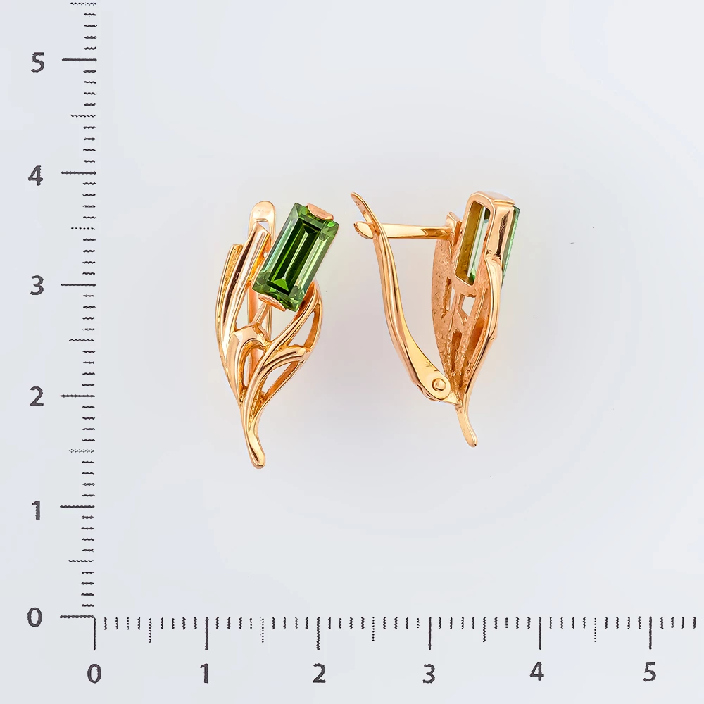 Серьги с ситаллом из красного золота 585 пробы