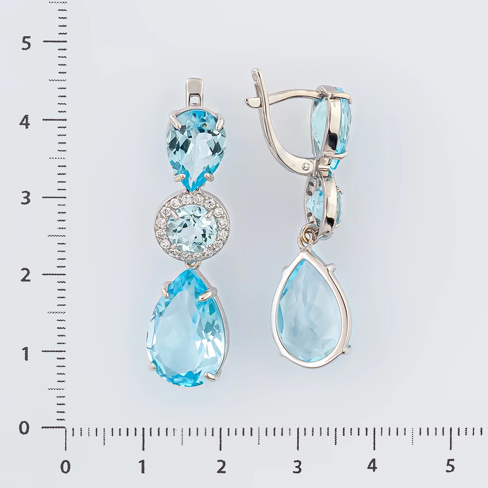 Серьги с топазом из белого золота 585 пробы 2