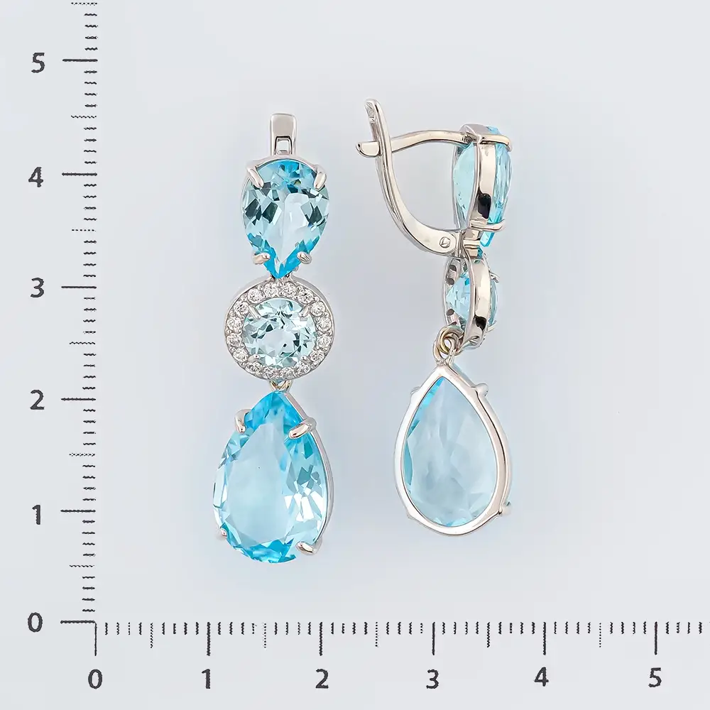 Серьги с топазом из белого золота 585 пробы 2