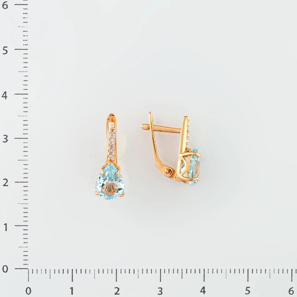 Серьги с топазом из красного золота 585 пробы