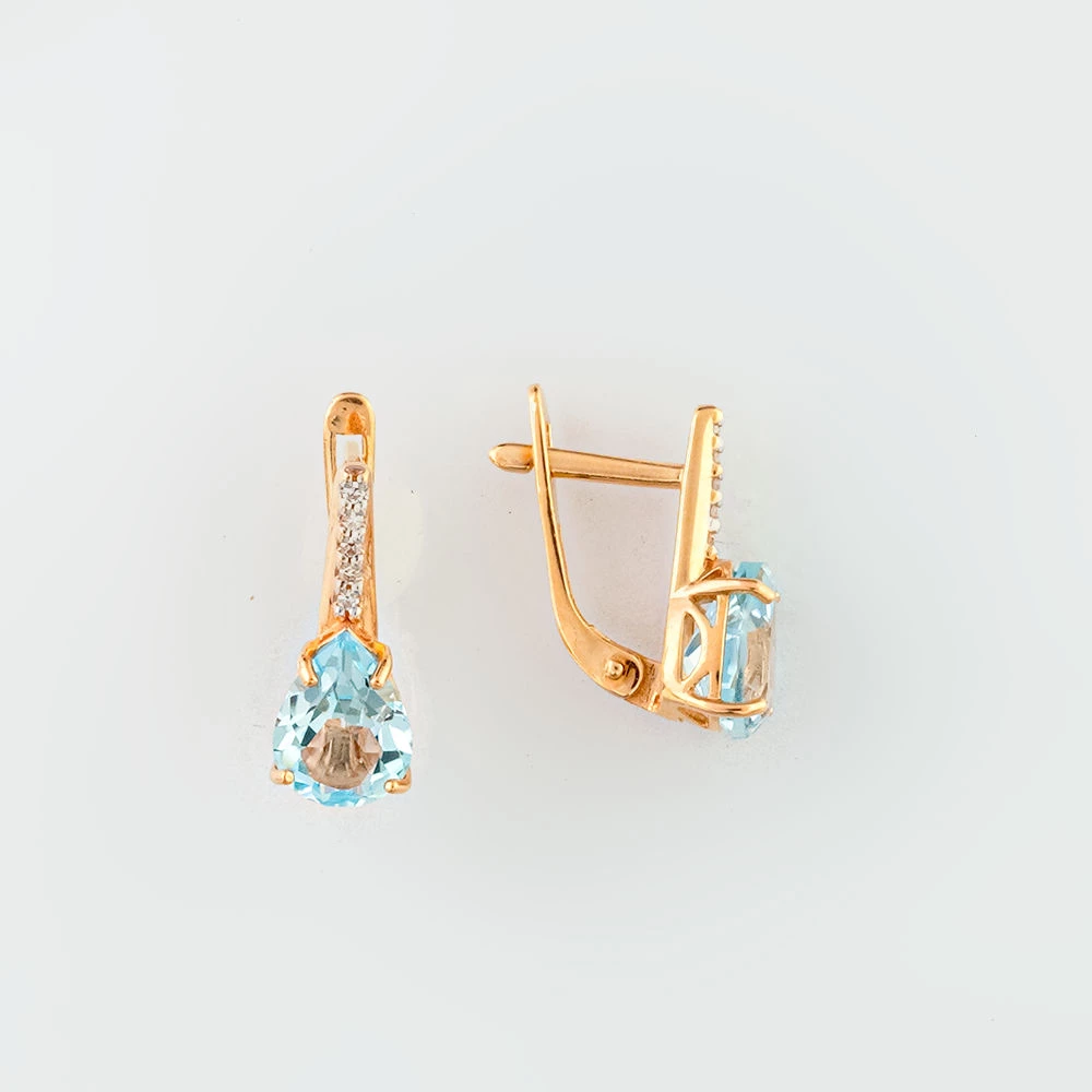 Серьги с топазом из красного золота 585 пробы