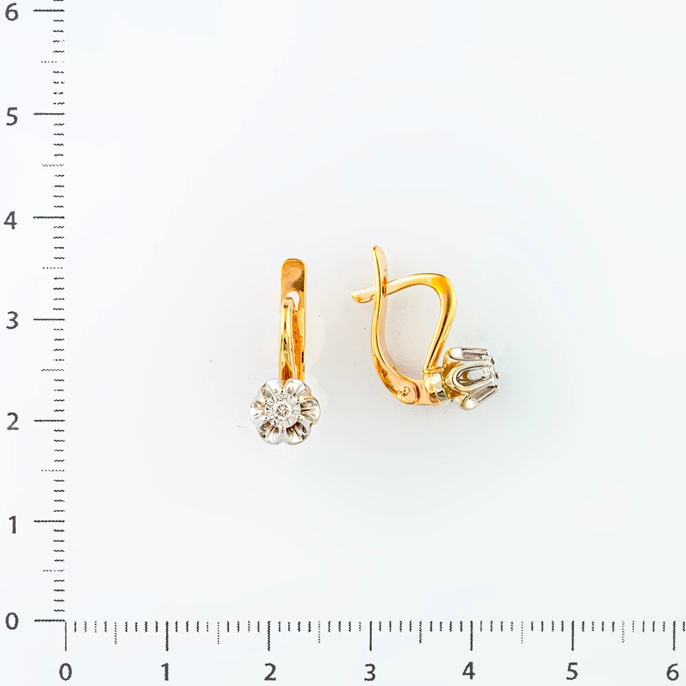 Серьги с бриллиантом из красного золота 585 пробы