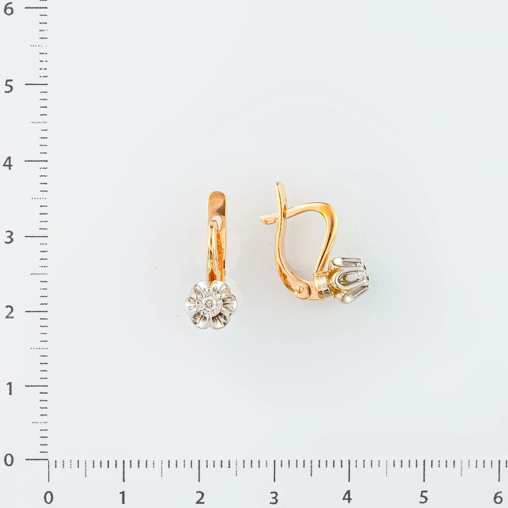 Серьги с бриллиантом из красного золота 585 пробы