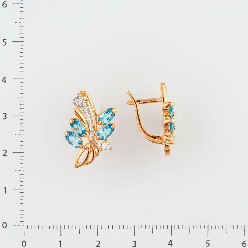 Серьги с топазом из красного золота 585 пробы