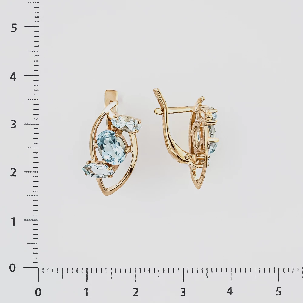 Серьги с топазом из красного золота 585 пробы