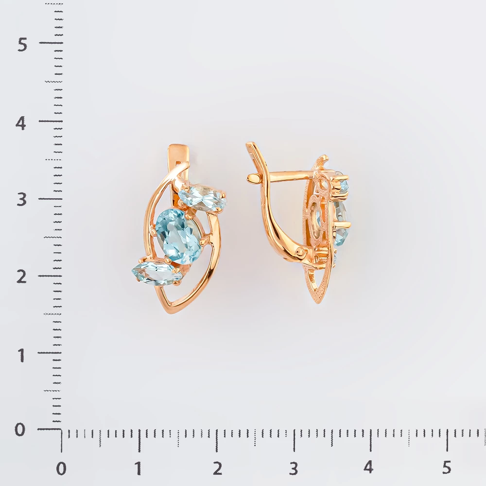 Серьги с топазом из красного золота 585 пробы