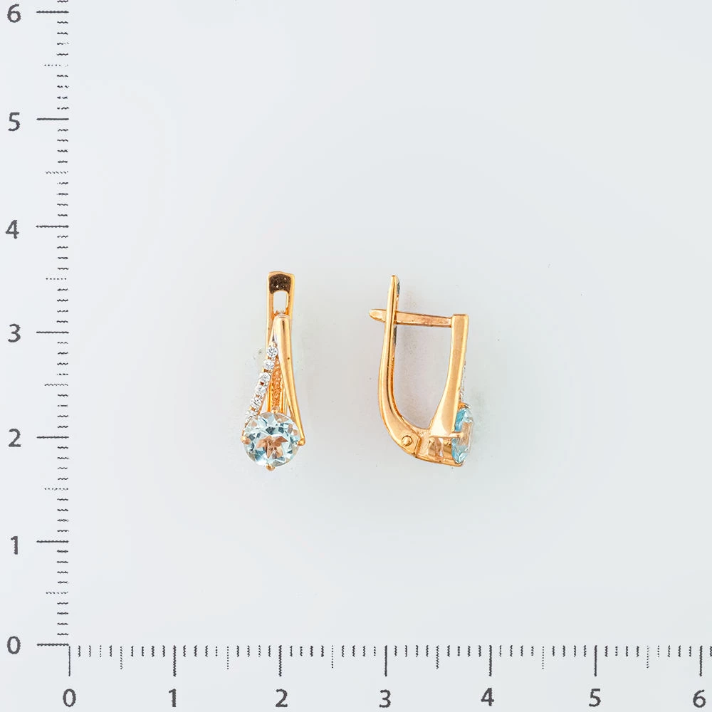 Серьги с топазом из красного золота 585 пробы